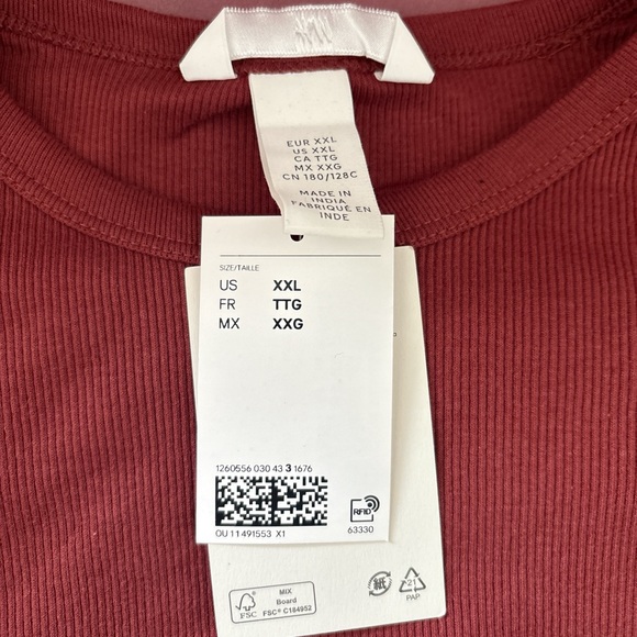H&M Brick Red Ribbed Tee - Picture 2 of 2